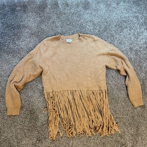 Camel Brown Fringe bottom Sweater Small